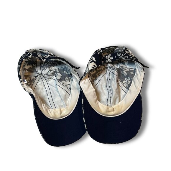 2 Navy Blue Floral Baseball Caps 100% Cotton & Polyester Blend One Size Fits All - Picture 3 of 4